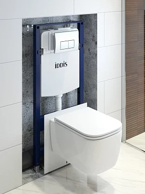 Унитаз с инсталляцией комплект с кнопкой Iddis Basic BASBR01i73 безободковый