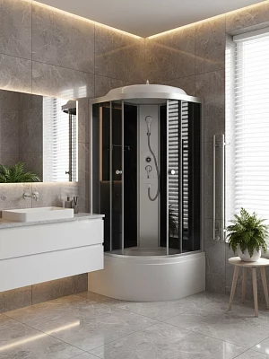 Душевая кабина ODA 8401 black высокий поддон угловая 80*80