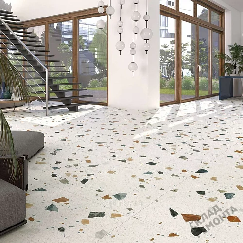 Фото Керамогранит матовый Steppe Ceramics Chips White белый 600*600*9 – купить в Донецке: цена, описание, фото. Интернет-магазин 3